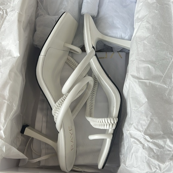 NIB Raye Harmony Square Toe Strappy Braided Heel in White - Picture 4 of 9